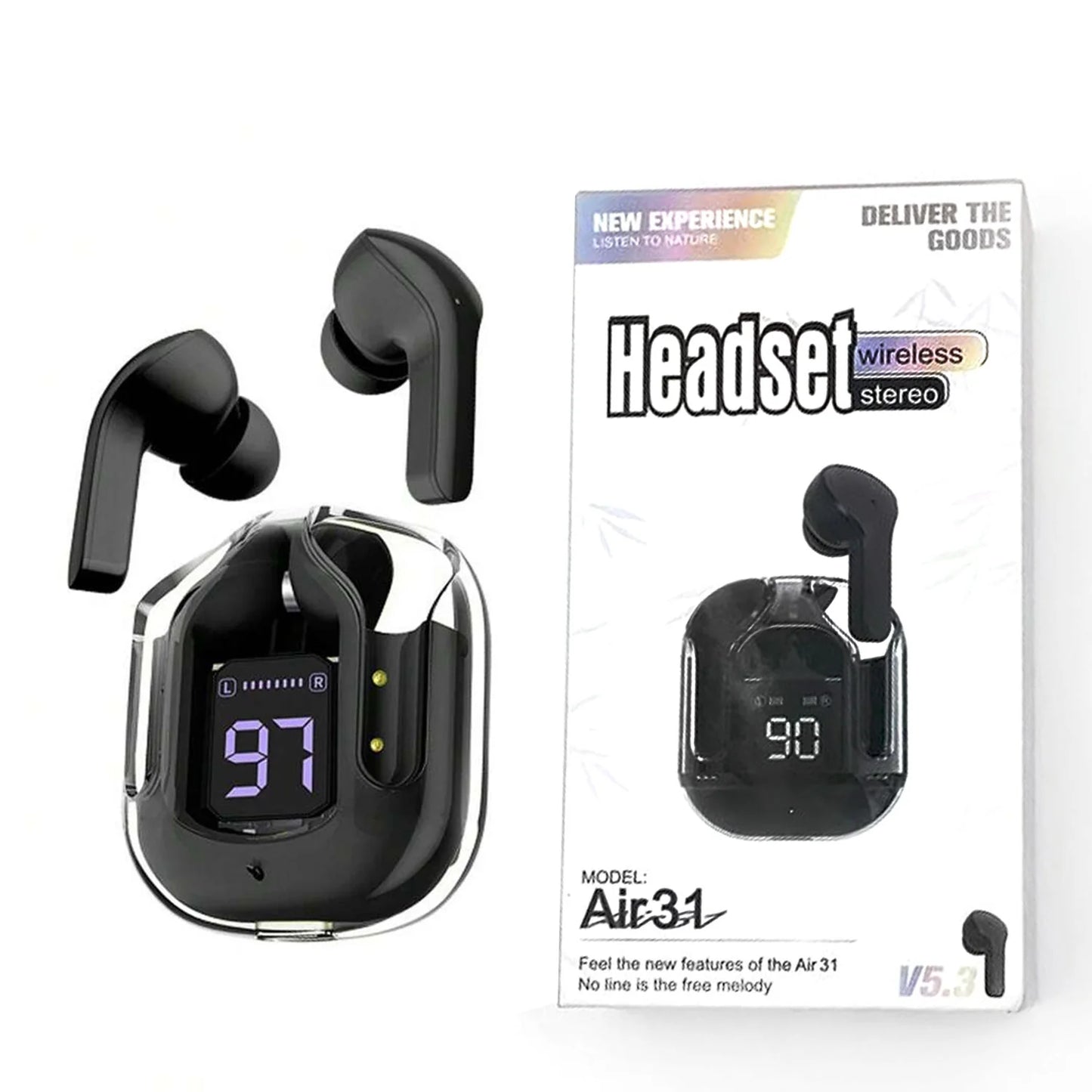 Air31 Earbuds Wireless Crystal Transparent Bluetooth